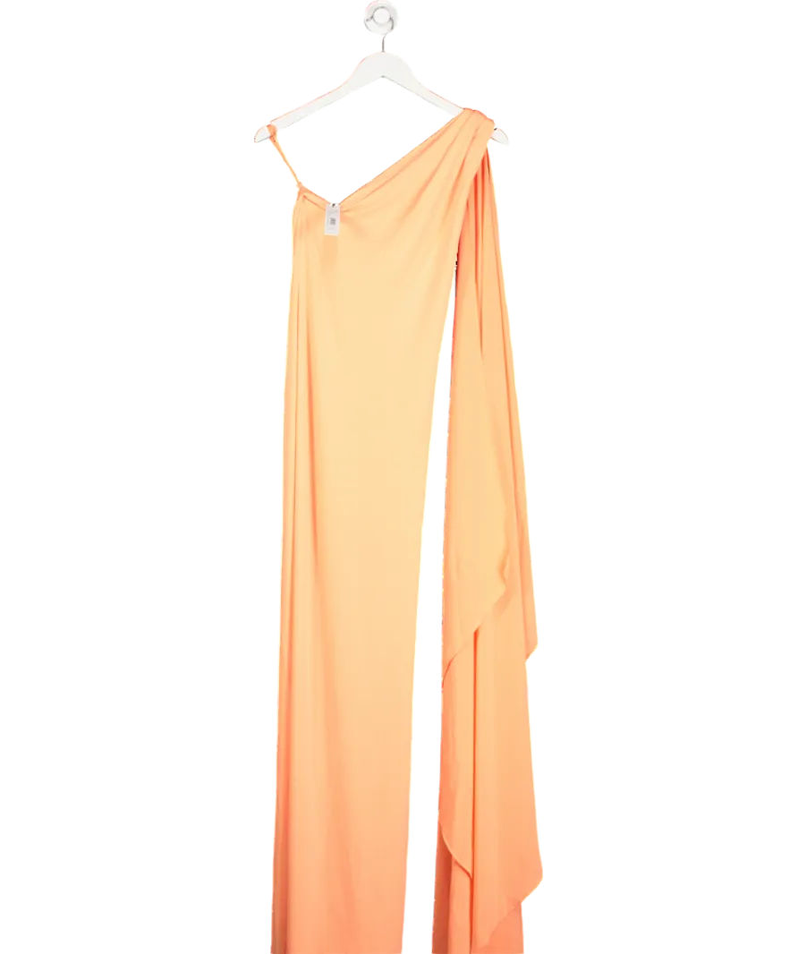 Alice   Olivia Orange Anja One Shoulder Draped Maxi Dress UK XS