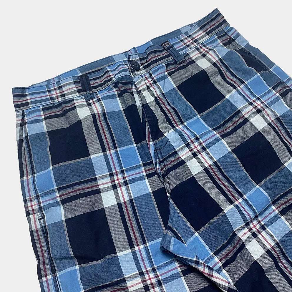 BZEN M.1123 WALTER-CELTIC REGULAR FIT UNISEX FLAT FRONT 4 POCKET INDIGO CHECK CHINO-4.5OZ-E1A INDIGO CHECK