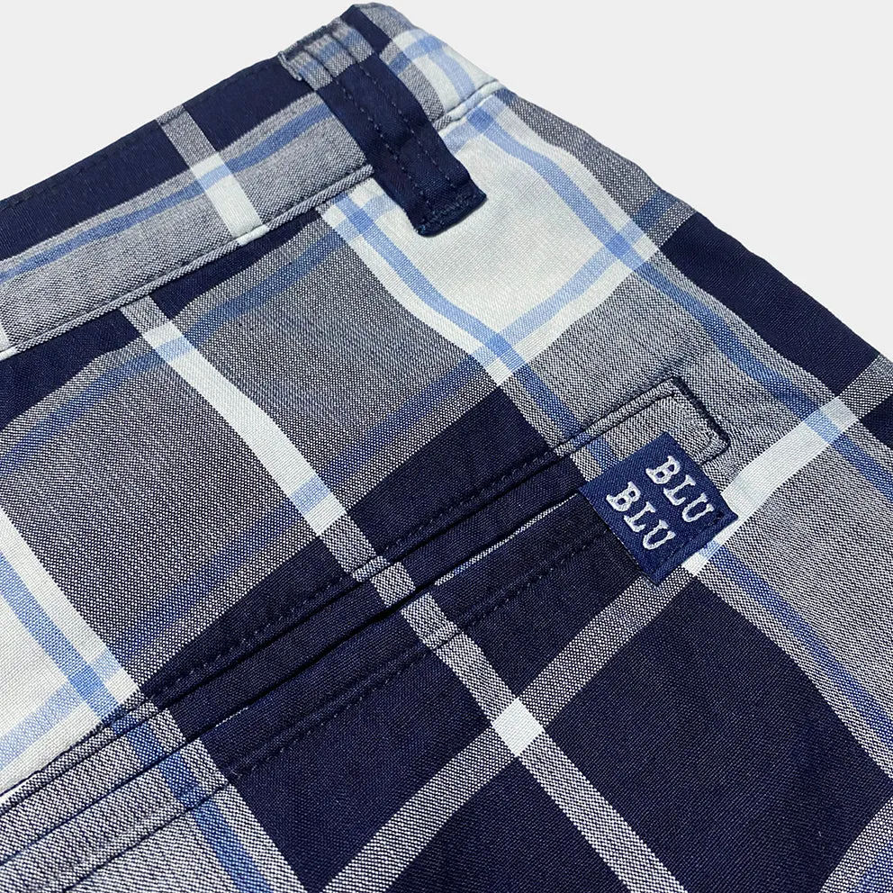BZEN M.1123 WALTER-UNITY REGULAR FIT UNISEX FLAT FRONT 4 POCKET INDIGO CHECK CHINO-4.5OZ-E1A INDIGO CHECK
