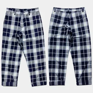 BZEN M.1123 WALTER-UNITY REGULAR FIT UNISEX FLAT FRONT 4 POCKET INDIGO CHECK CHINO-4.5OZ-E1A INDIGO CHECK