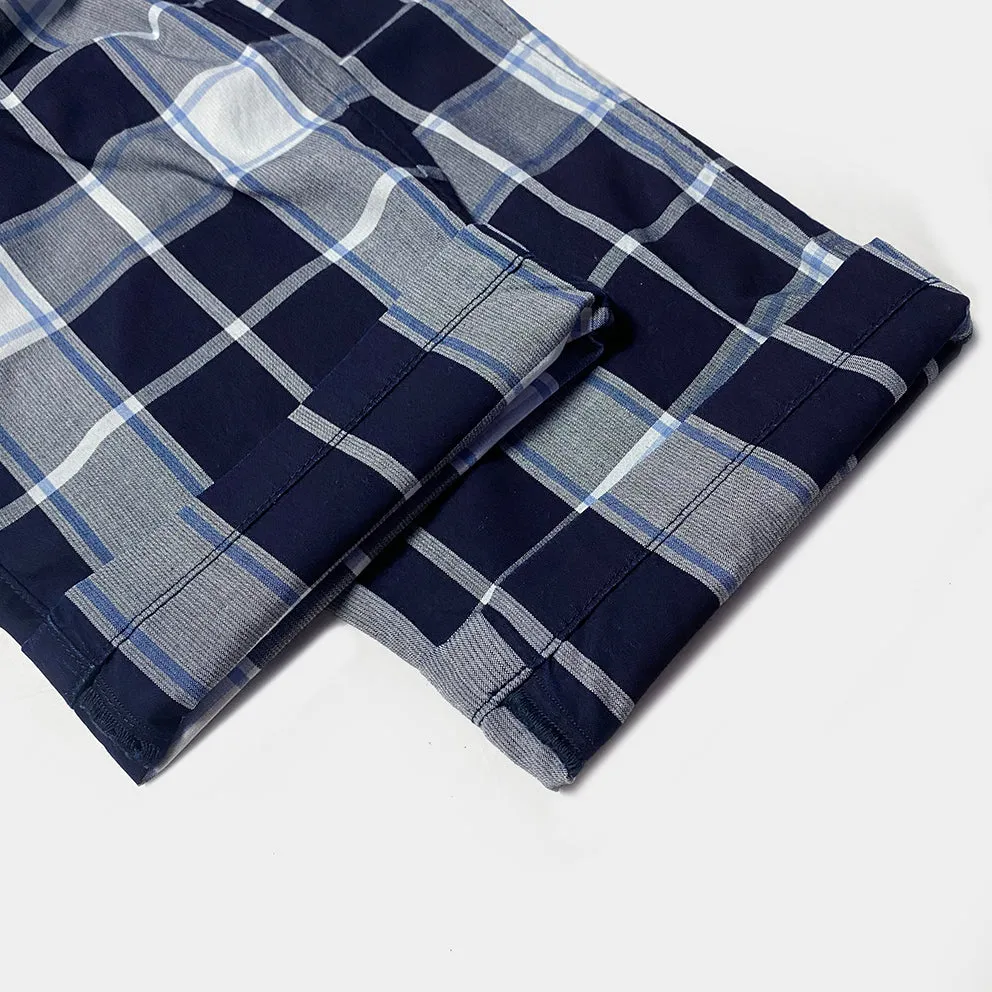 BZEN M.1123 WALTER-UNITY REGULAR FIT UNISEX FLAT FRONT 4 POCKET INDIGO CHECK CHINO-4.5OZ-E1A INDIGO CHECK