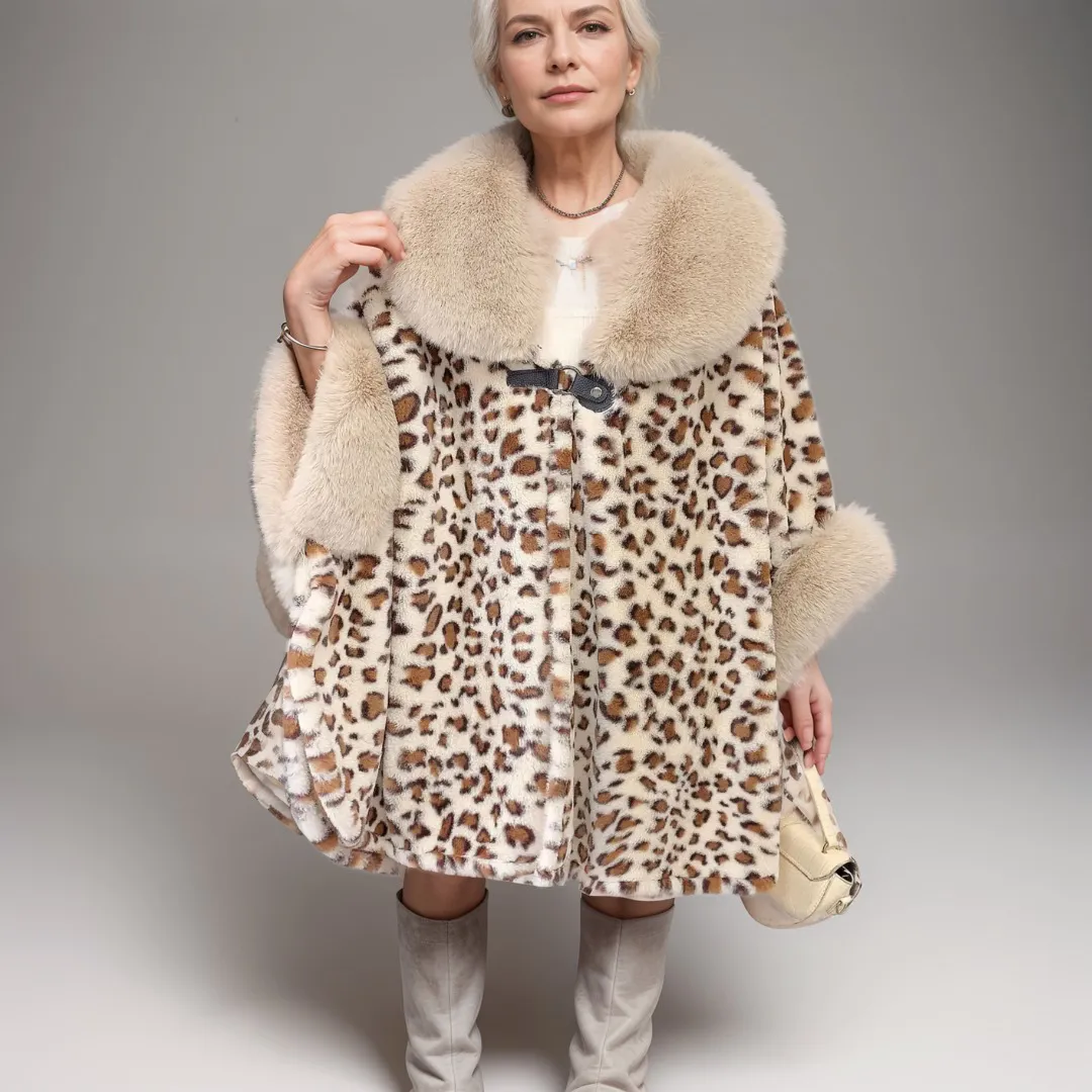 Florence - Luxurious Faux Fur Cape with Plush Collar