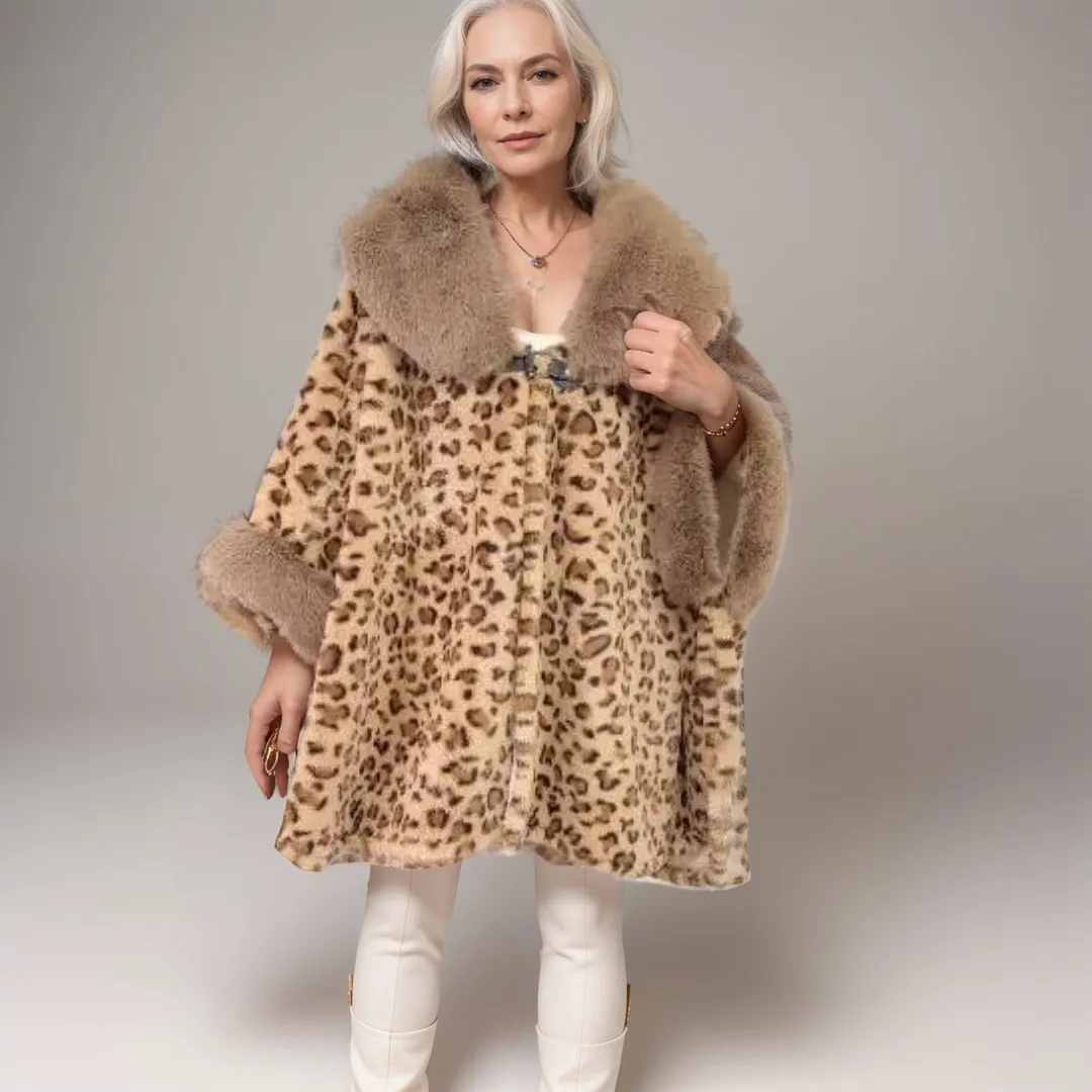 Florence - Luxurious Faux Fur Cape with Plush Collar
