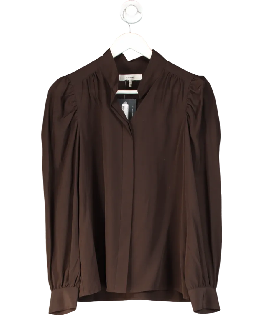 FRAME Brown 100% Silk Shirt UK S