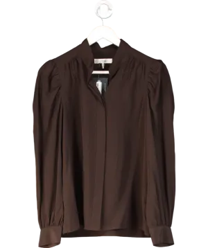 FRAME Brown 100% Silk Shirt UK S