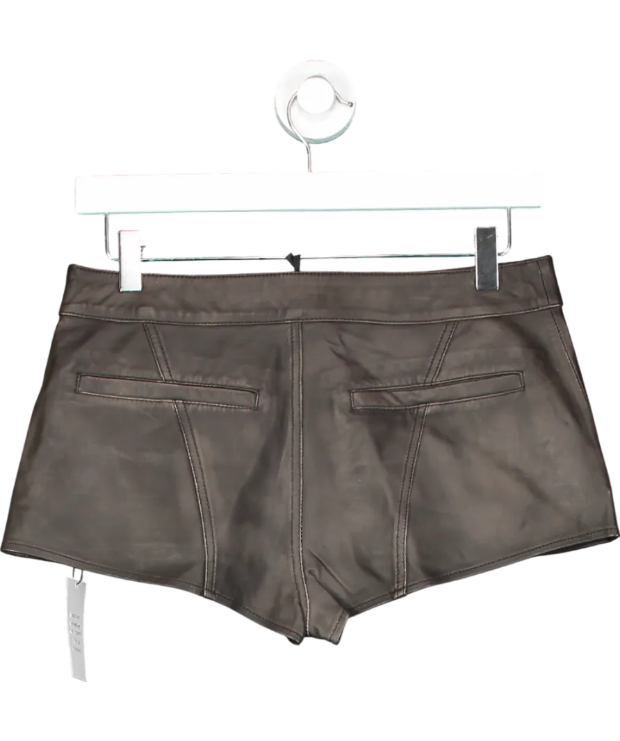 h:ours Distressed Brown Artemisia Lambs Leather Shorts UK XS