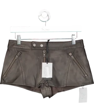 h:ours Distressed Brown Artemisia Lambs Leather Shorts UK XS