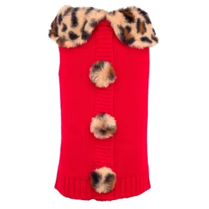 Leopard Collar Cardigan Dog Sweater