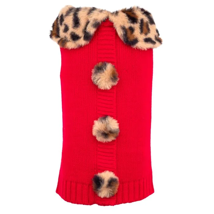 Leopard Collar Cardigan Dog Sweater