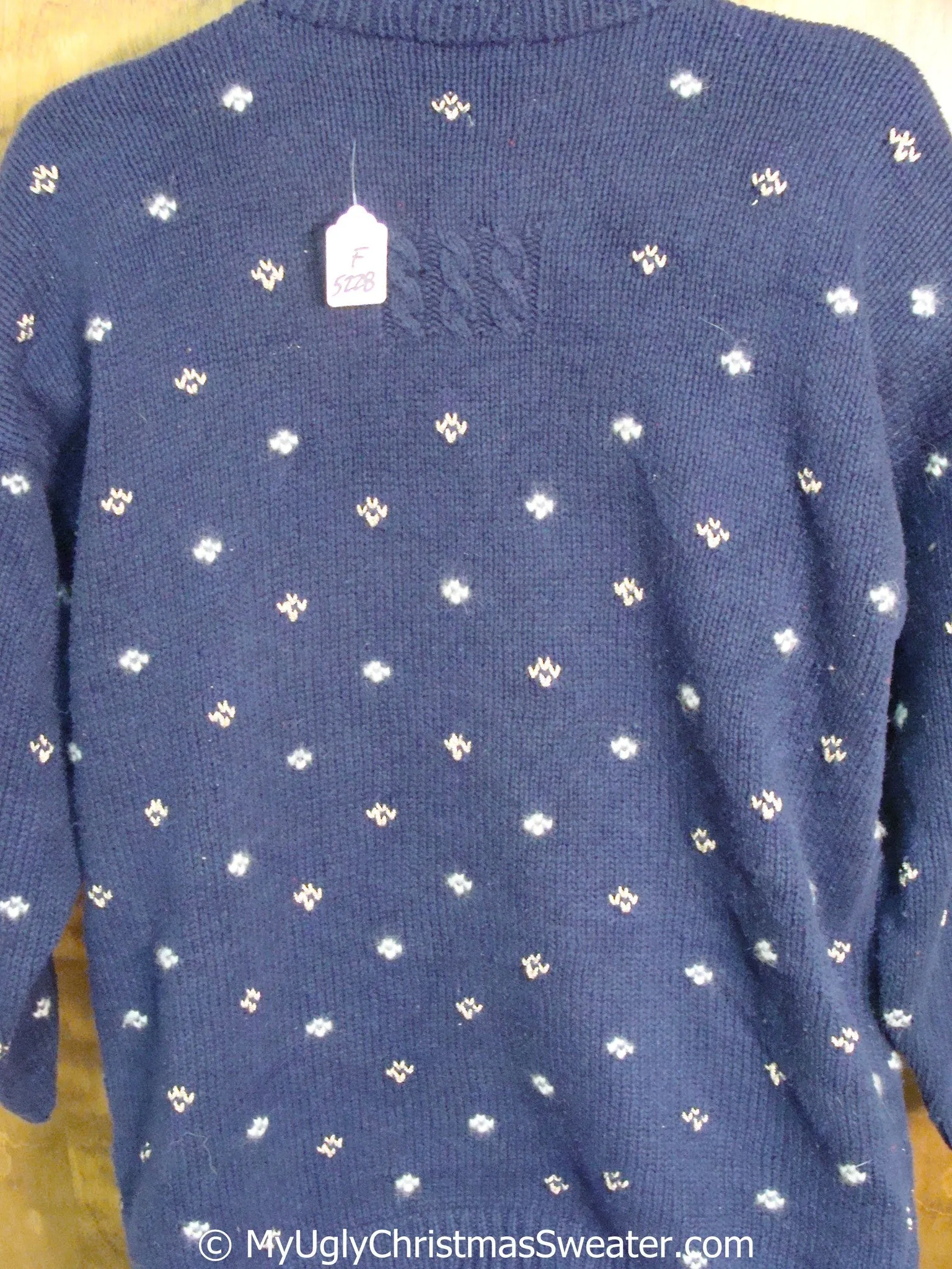 Navy 80s Ugly Christmas Sweater Pullover with Huge Tree