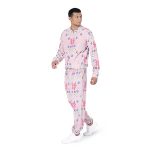 PS Men by Payal Singhal Pink Printed Bomber Jacket with Jogger Pant - Set of 2