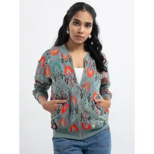 PS Pret by Payal Singhal Blue Ikat Garden Bomber Jacket