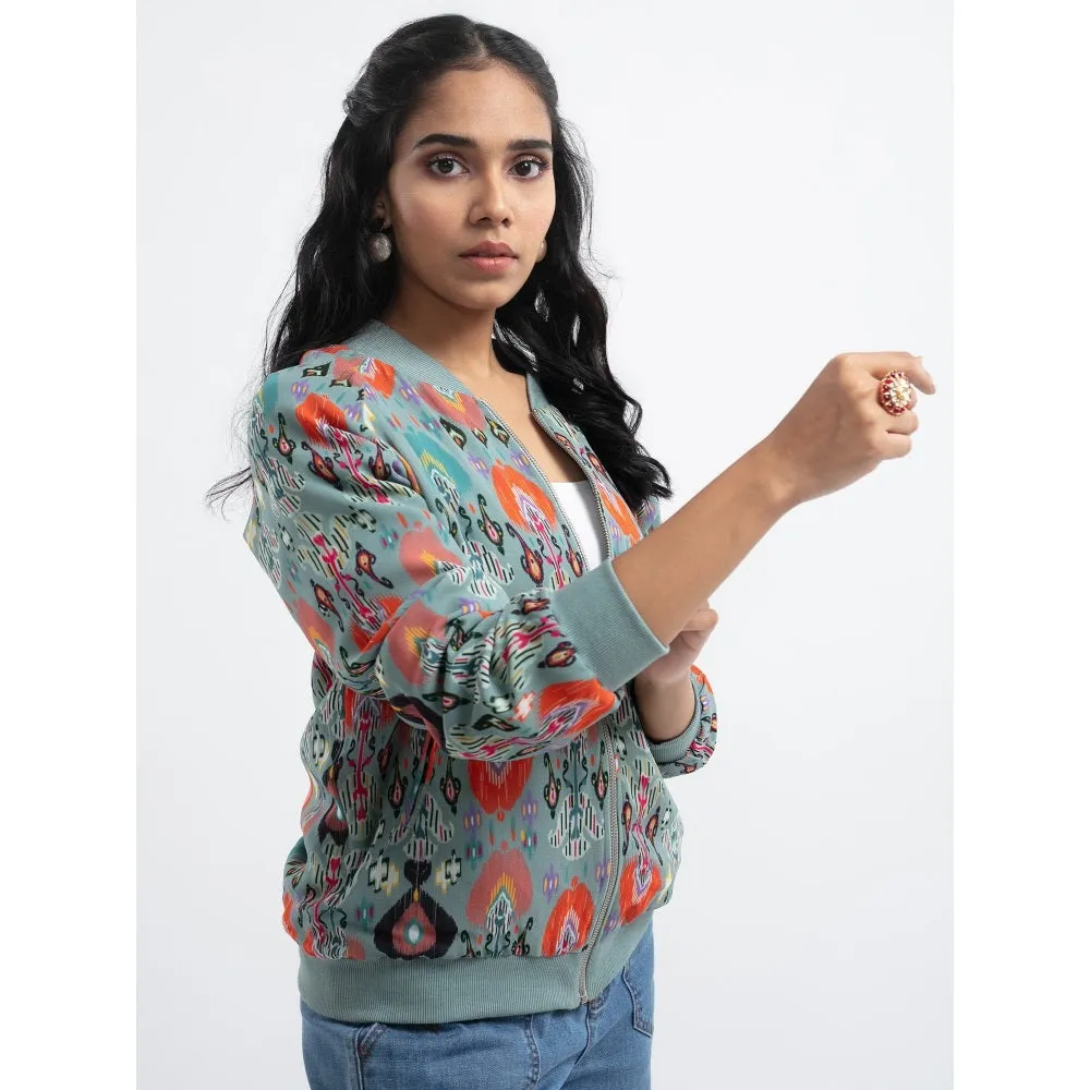 PS Pret by Payal Singhal Blue Ikat Garden Bomber Jacket