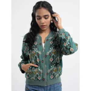 PS Pret by Payal Singhal Blue Ikat Love Bomber Jacket
