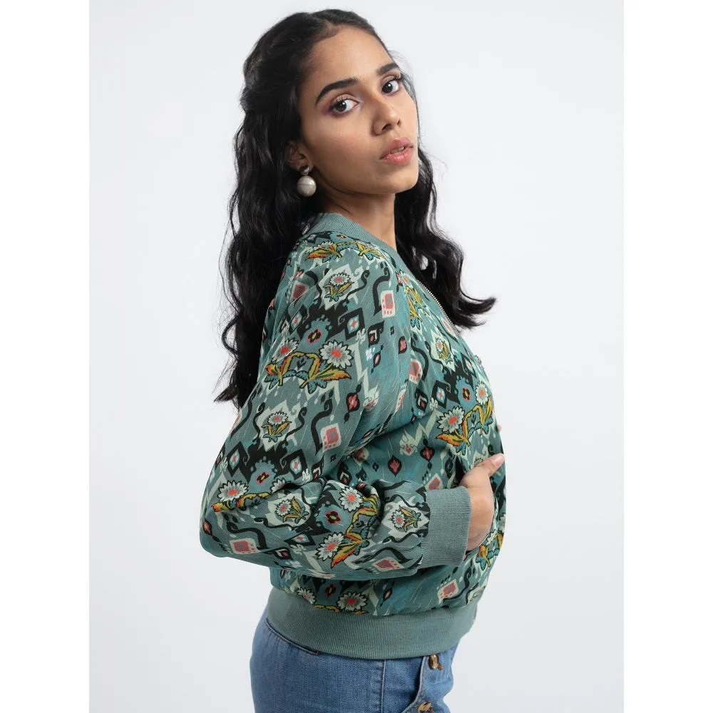 PS Pret by Payal Singhal Blue Ikat Love Bomber Jacket