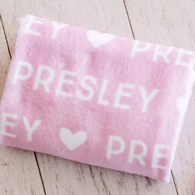 Sugar   Maple Plush Minky Fleece Personalized Blanket | Heart Icon Repeating Name