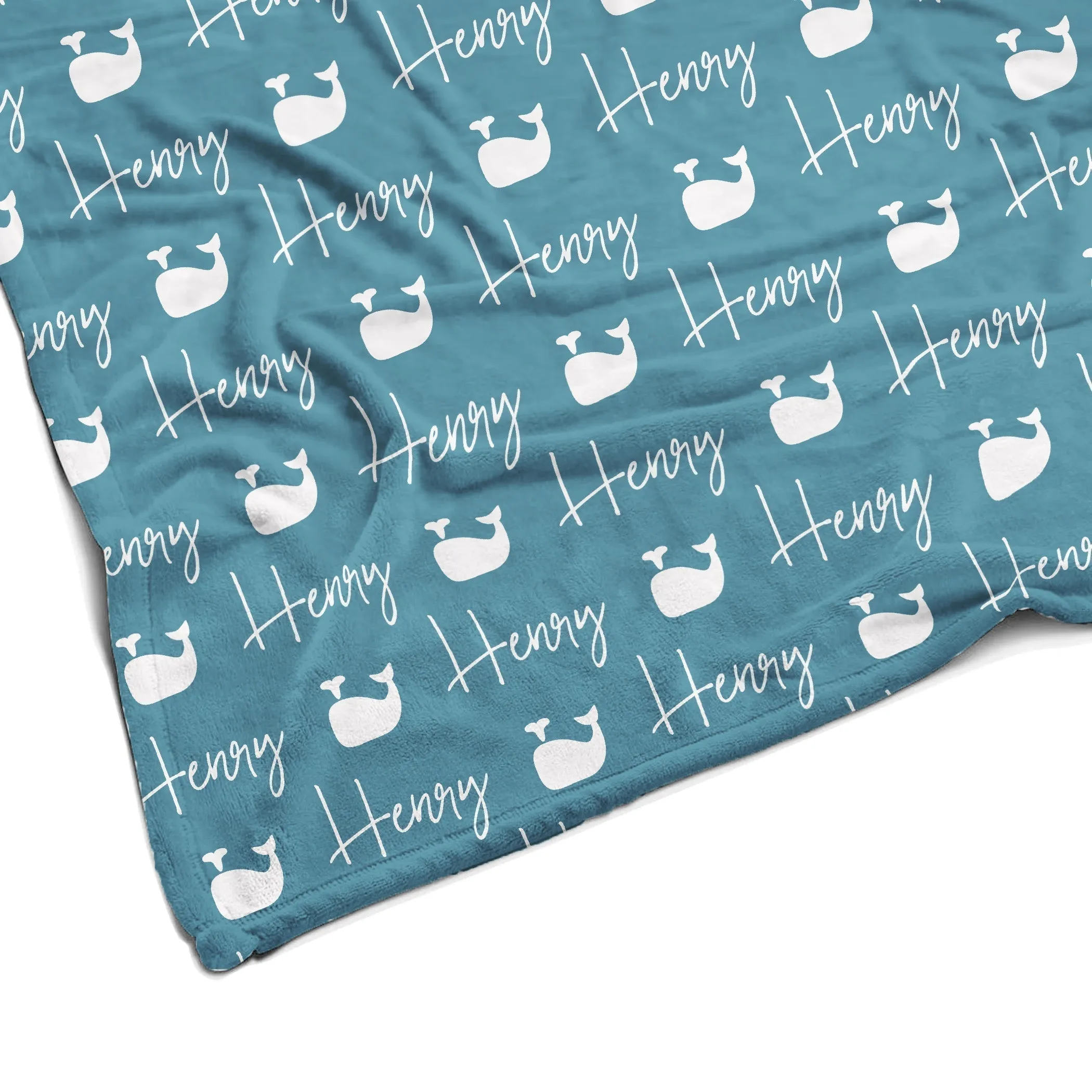 Sugar   Maple Plush Minky Fleece Personalized Blanket | Whale Icon Repeating Name