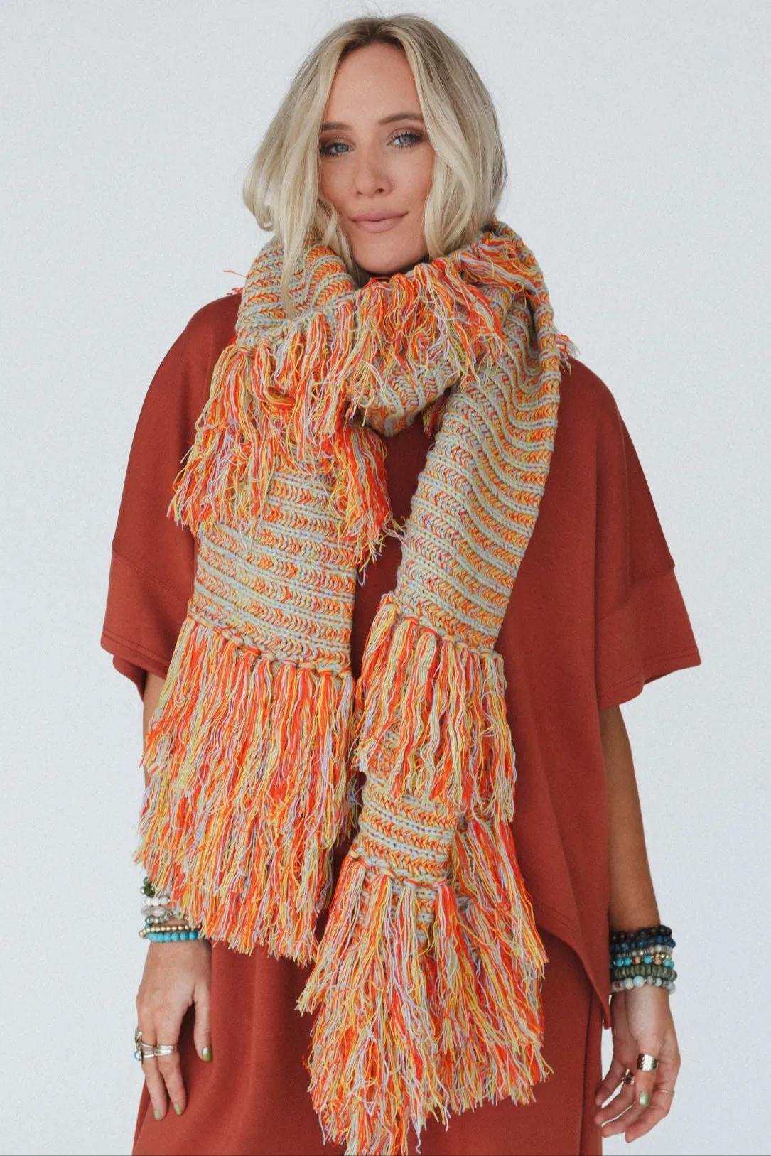 Sugar Plum Fringe Scarf - Yellow