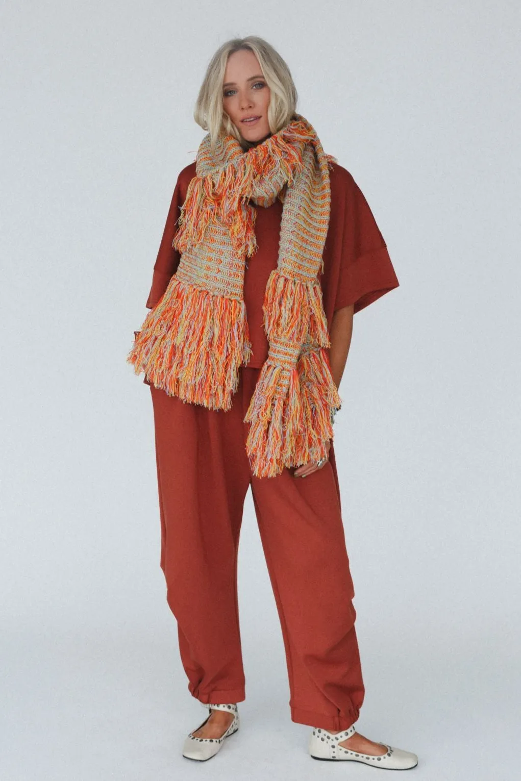 Sugar Plum Fringe Scarf - Yellow