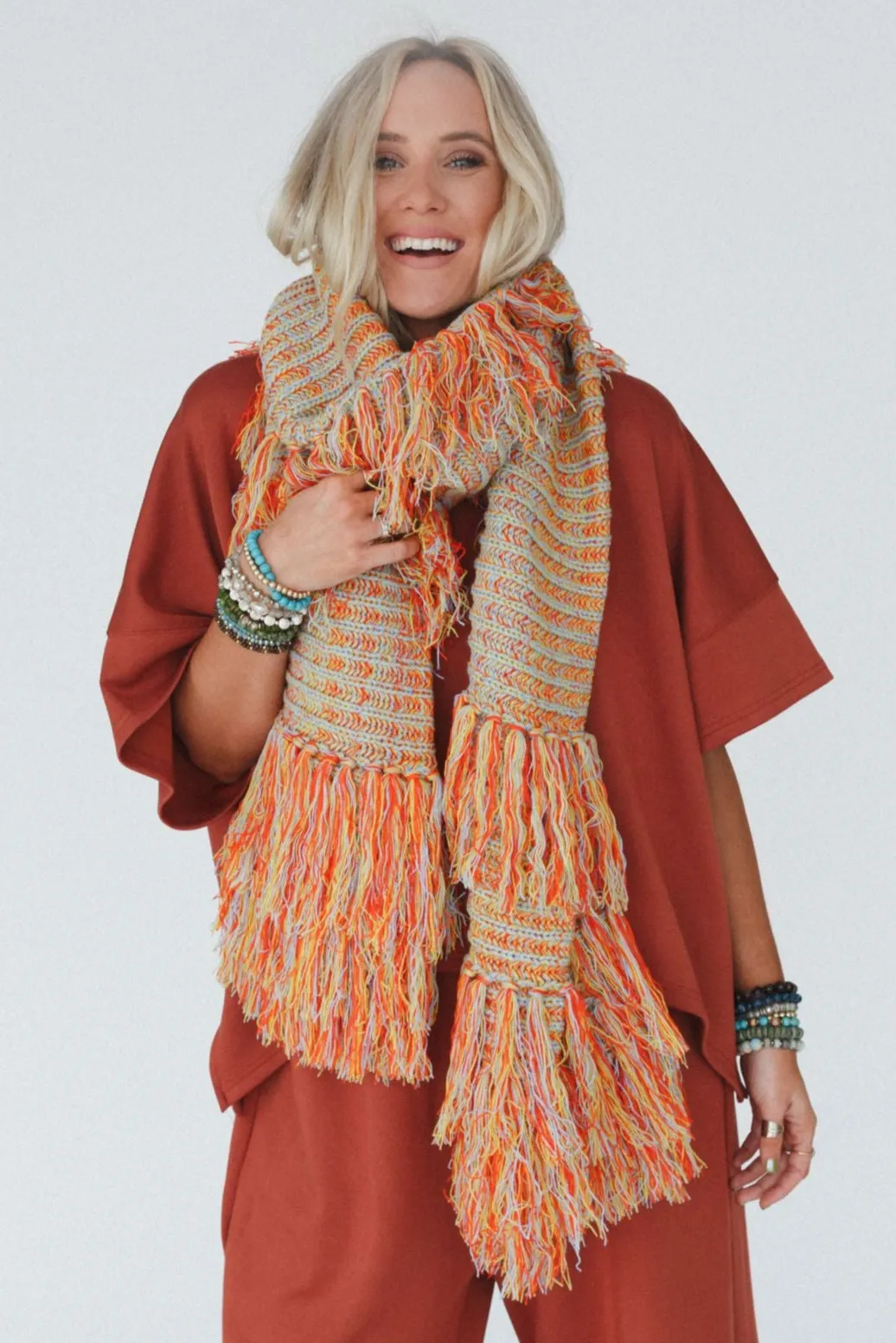 Sugar Plum Fringe Scarf - Yellow