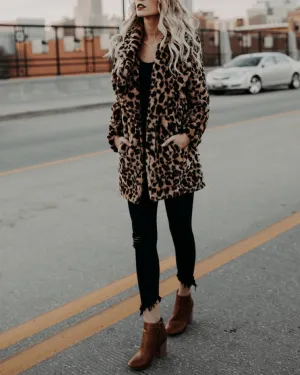 Twilight Leopard Print Faux Fur Fur Coat