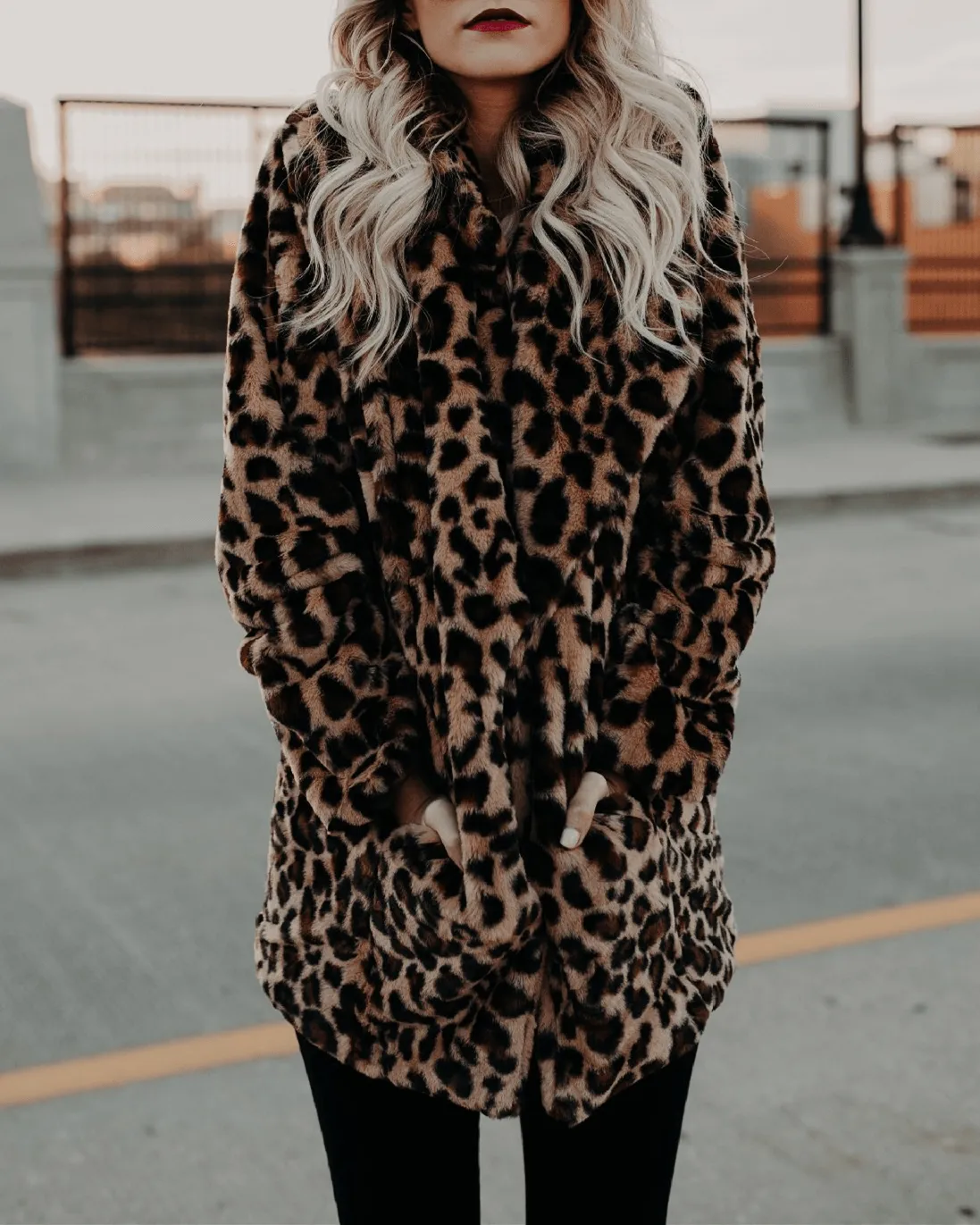 Twilight Leopard Print Faux Fur Fur Coat