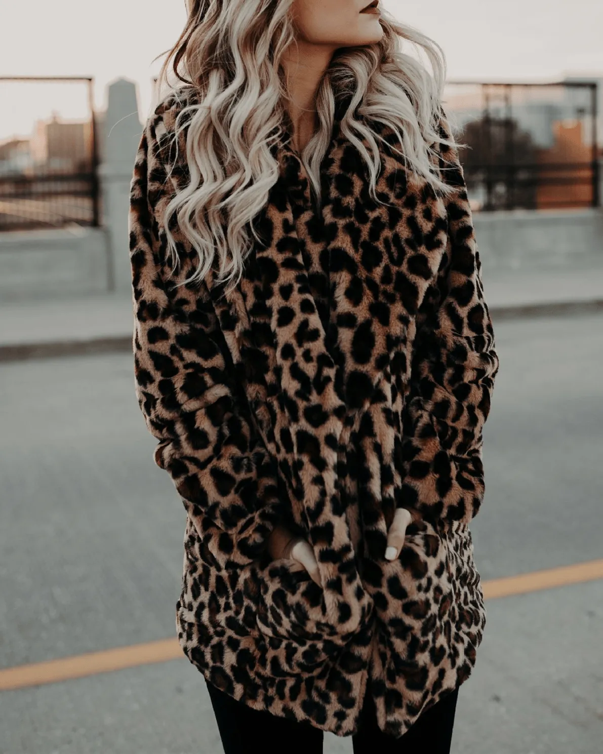 Twilight Leopard Print Faux Fur Fur Coat