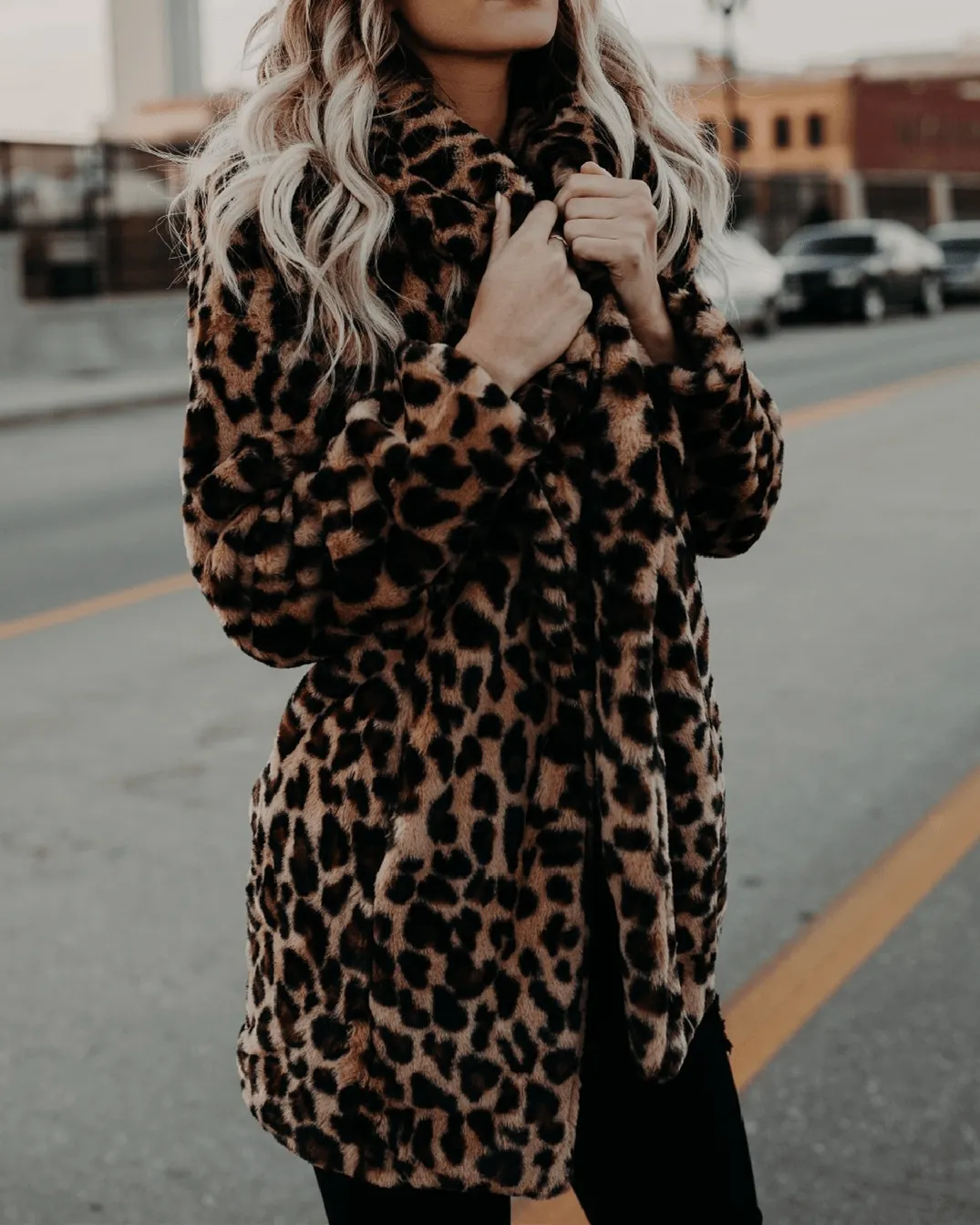Twilight Leopard Print Faux Fur Fur Coat