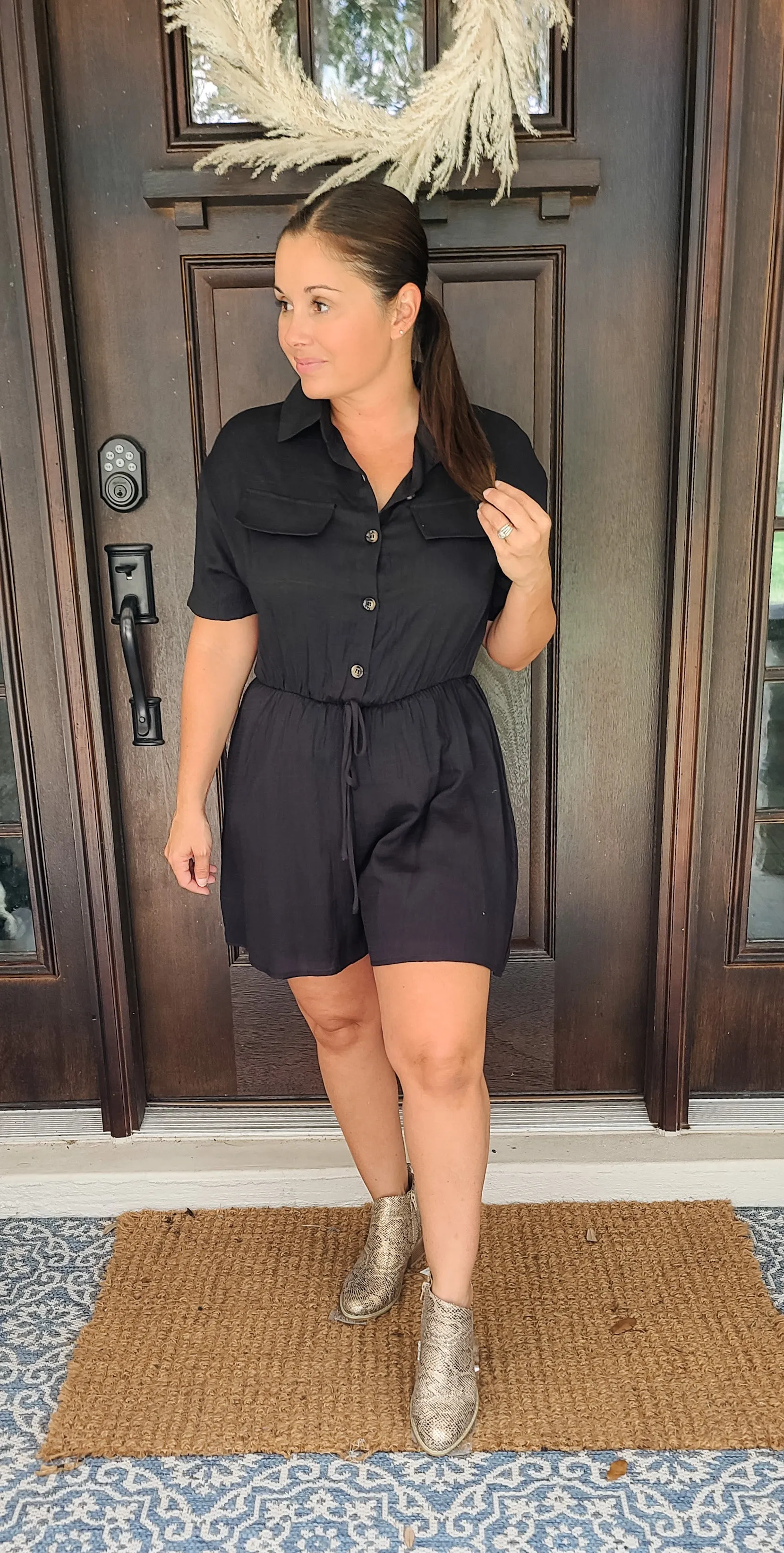 Working Girls Romper - Black